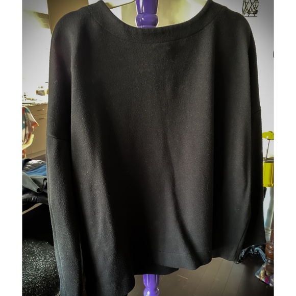 Encircled oversized v-neck sweater, black, size XXL - Picture 2 of 4